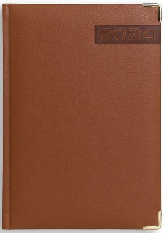 Terminarz 2024 B6 dzienny Lux - brązowy