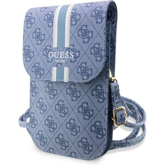 Guess PU 4G Printed Stripes Phone Bag modrý
