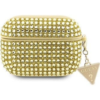 Guess Rhinestones Triangle Metal Logo pouzdro AirPods Pro 2 zlaté