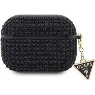 Guess Rhinestones Triangle Metal Logo pouzdro AirPods Pro 2 černé