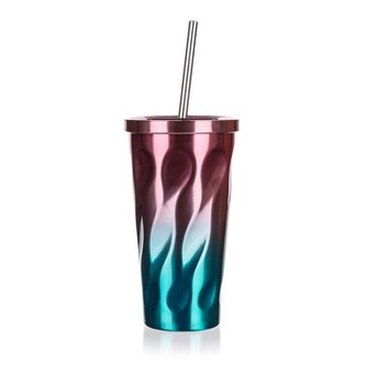 BANQUET Hrnek cestovní dvoustěnný NASCA 450 ml, nerezovo-modrý