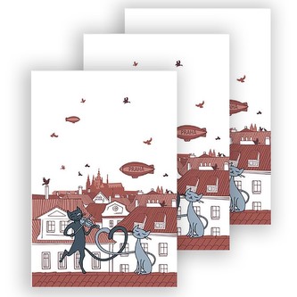 HOME ELEMENTS Sada 3 utěrek 50*70 cm, Prague cat