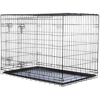 Interiérová klec, plastové dno/lakovaný kov, černá - XL: 116 x 86 x 77 cm