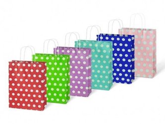 Torebka na prezent kraft 245x310x105 kropki mix
