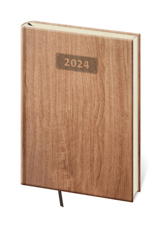 Diář 2024 týdenní A5 Wood - světle hnědý