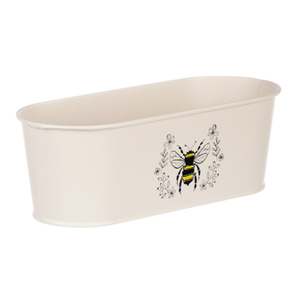 Truhlík kovový, krémová barva s včelkou.