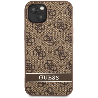 Guess PU 4G Stripe kryt iPhone 13 hnědý