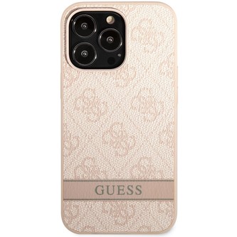 Guess PU 4G Stripe kryt iPhone 13 Pro růžový