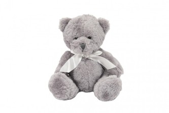 Medvěd sedící s mašlí plyš 20cm v sáčku 0+