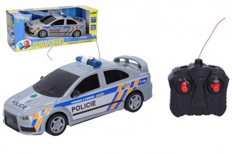 Auto RC Policie ČR plast 23cm 27 MHz na baterie v krabici 32x12,5x13cm