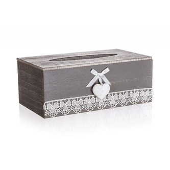 HOME DECOR Krabička s krajkou na papírové kapesníky LACEWORK, ov.otvor