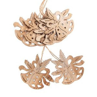 Závěsné dřevěné zvonečky - natur - sada 6ks