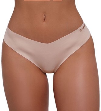 GymBeam Bezešvé kalhotky 3Pack Beige L