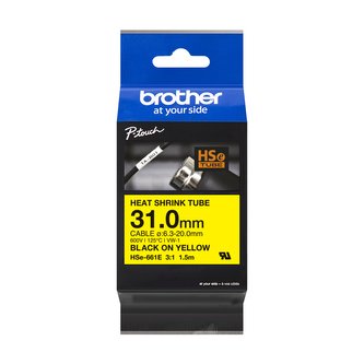 Brother HSE-661E, 31 mm x 1.5 m , černý tisk / žlutý podklad , originální páska