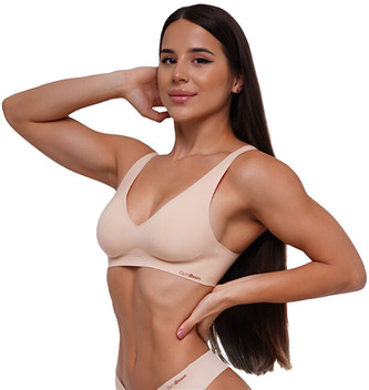 GymBeam Bezešvá podprsenka Beige M