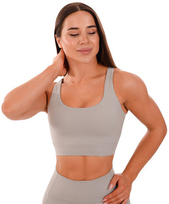 GymBeam Sportovní podprsenka Cut-Out Grey L