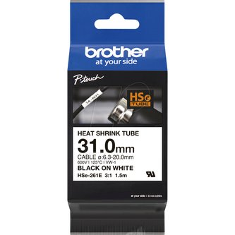 Brother HSE-261E, 31 mm x 1.5 m, černý tisk / bílý podklad , originální páska
