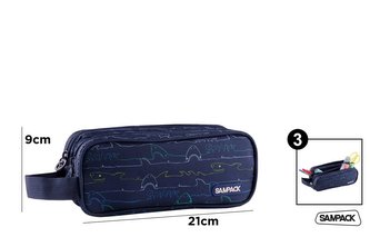 Piórnik 3 - komorowy 21x9cm z wyposażeniem Shark