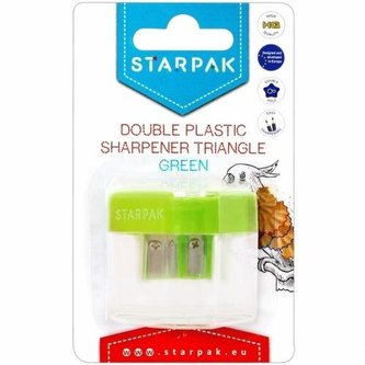 Temperówka plastikowa podwójna trójkąt zielona