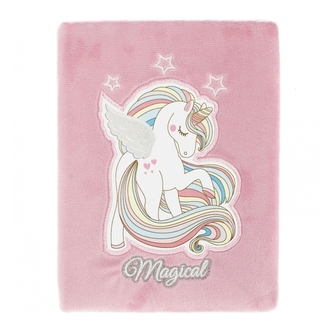 Plyšový růžový zápisník jednorožec