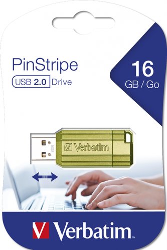 Verbatim USB flash disk, USB 2.0, 128GB, Store,N,Go PinStripe, zelený, 49462, pro archivaci dat