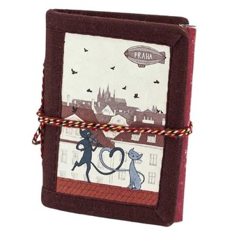 GIFTY CITY Zápisník, ručně vyrobený, 10x7,5 cm, Prague cat