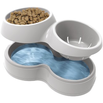 BAMA Dvojitá miska pro psy, CIOTOLOTTO, barva žlutobílá