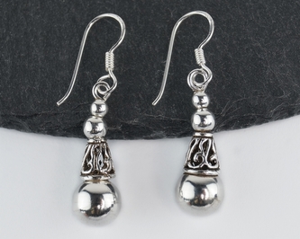 Stříbrné visací náušnice Bali styl