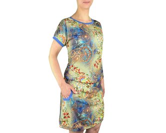 Šaty mandaly, květy, modré, vel.44