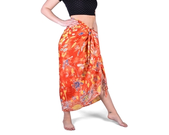 Sarong ASHA, oranžový, motiv moře