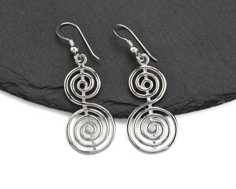 Stříbrné náušnice visací dvojitá spirála