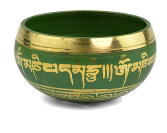 Tibetská mísa č. 318 s paličkou 9 cm - zelená