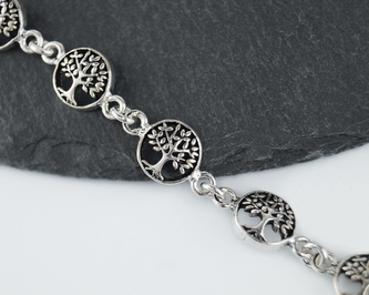 Stříbrný náramek Stromy života - delší
