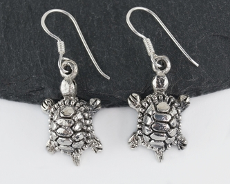 Stříbrné visací náušnice Želvy