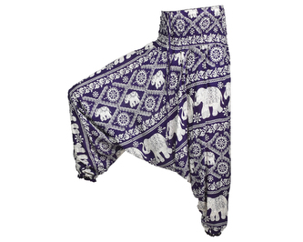 Kalhoty aladin RONNY, sloni a ornamenty, fialové