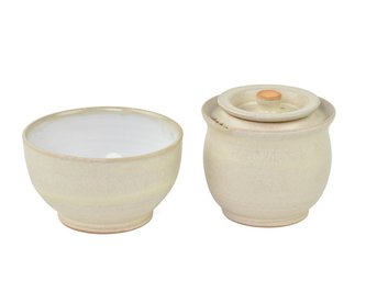 Set gaiwan s miskou pískový - steklá glazura