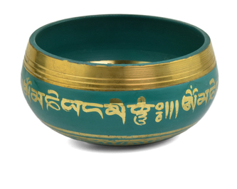 Tibetská mísa č. 313 s paličkou 9 cm - zelená