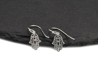 Stříbrné náušnice visací Hamsa