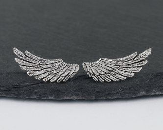 Stříbrné náušnice puzety - Křídla