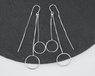 Stříbrné provlékací náušnice Kroužky