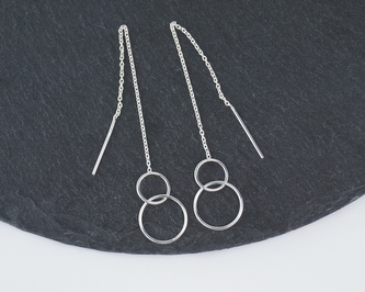 Stříbrné provlékací náušnice Kolečka