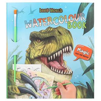 Omalovánka | Dino World Watercolouring Book, Se stětcem