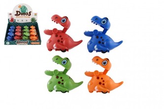 Dinosaurus Zmáčkni a jeď plast 9cm na setrvačník 4 barvy 12 ks v boxu