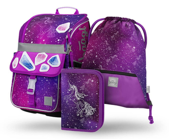 BAAGL SET 3 Zippy Unicorn Universe - Kreativ: aktovka, penál, sáček