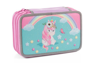 Školní penál třípatrový Rainbow Unicorn
