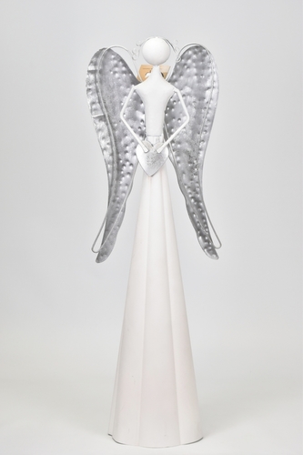 Plechový anděl Mary se stříbrnými křídly 66,5 cm II. jakost
