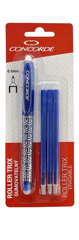 Roller CONCORDE Trix gumovatelný, 0,5 mm, modrý + 3 ks náplně