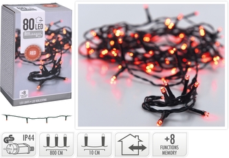 Světelný řetěz 80 LED barva červená
