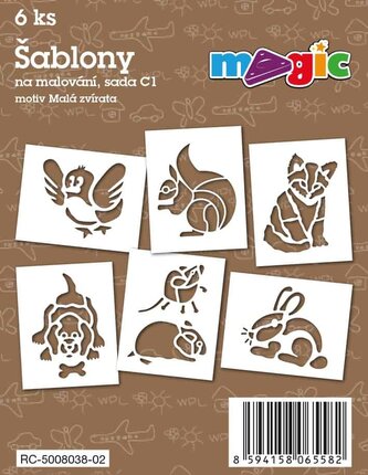 Papírové šablony MAGIC, 11 x 14cm, 6ks, sada C1 - Malá zvířata