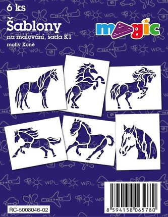Papírové šablony MAGIC, 11 x 14cm, 6ks, sada K1 - Koně